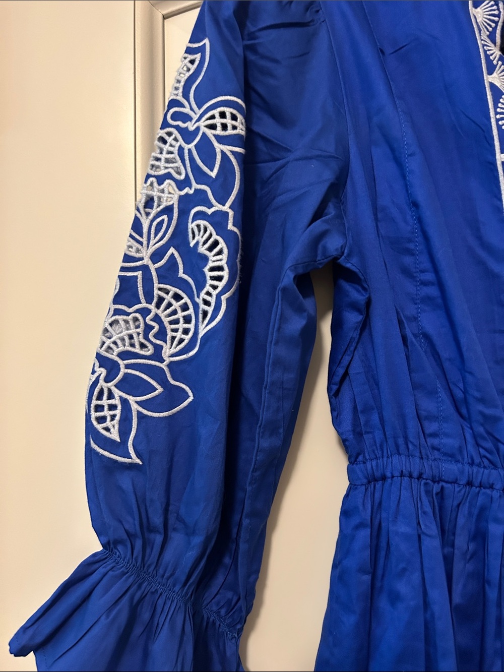 Hyacinth House Blue Embroidered Midi Dress with White Trim by Winchester - Picture 4 of 14